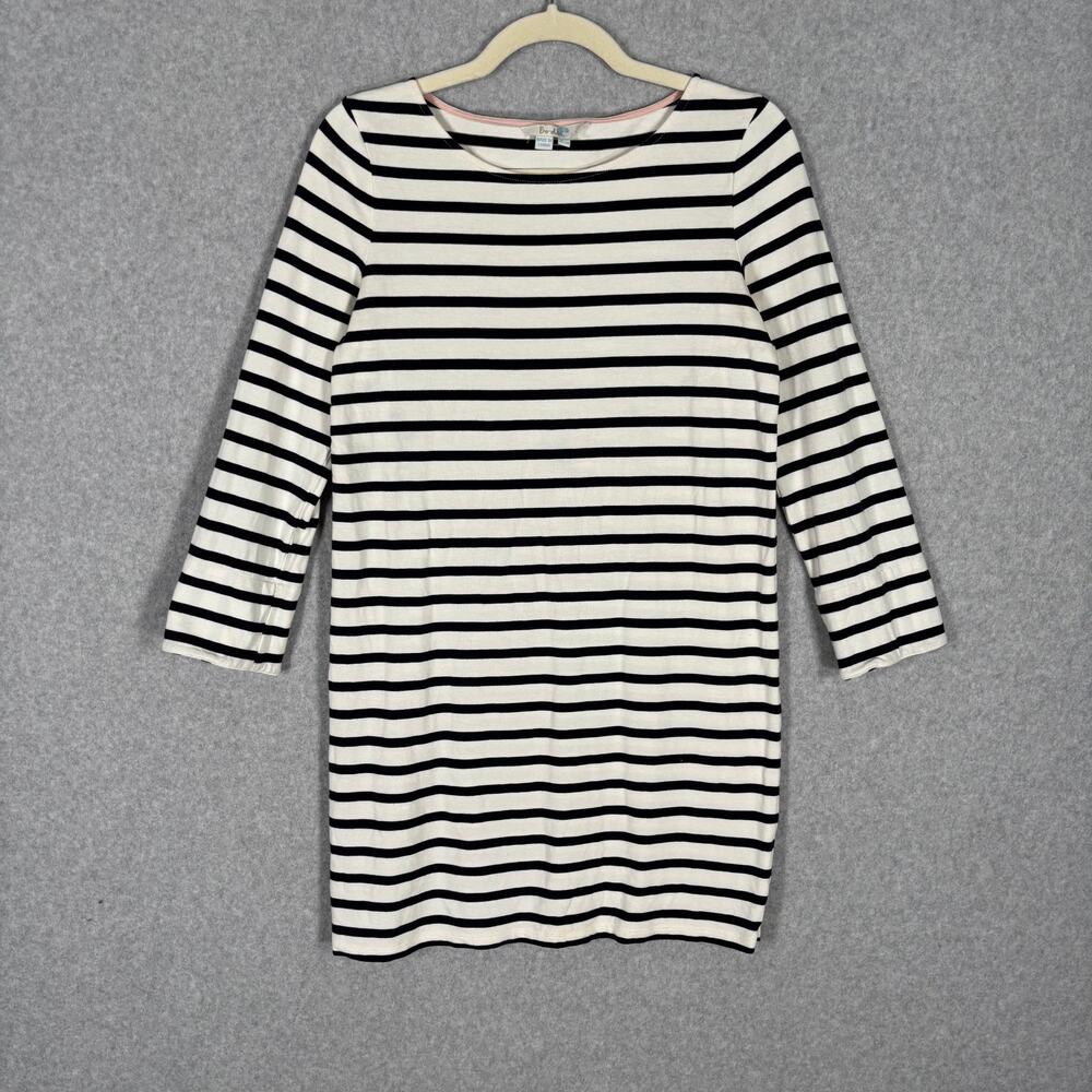 Boden Dress 2 Small Navy Jersey‎ Stretch Cotton Sailor Yacht Shirt Basic Coastal